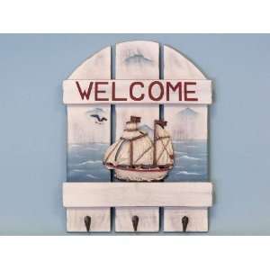  Wooden Welcome Tall Ship Sign 18   Nautical Wall Signs 