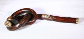 ANTIQUE VINTAGE BENT TWISTED WOODEN CANE WALKING STICK UMBRELLA HANDLE 