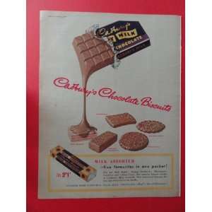 com Cadburys chocolate biscuits ,1955 Print Ad. (milk chocolate bar 