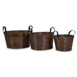  Smooth Rattan Decorative Baskets   Set of 3